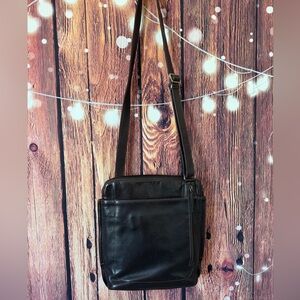 Derek Alexander Chocolate Brown Leather North/South Slim Crossbody Bag